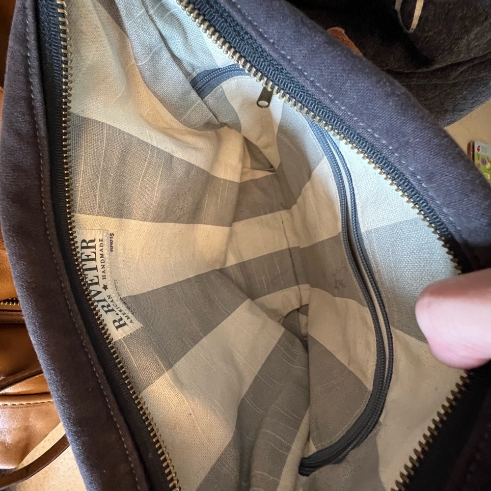 R. Riveter Blue and Brown tote bag - Picture 6 of 11